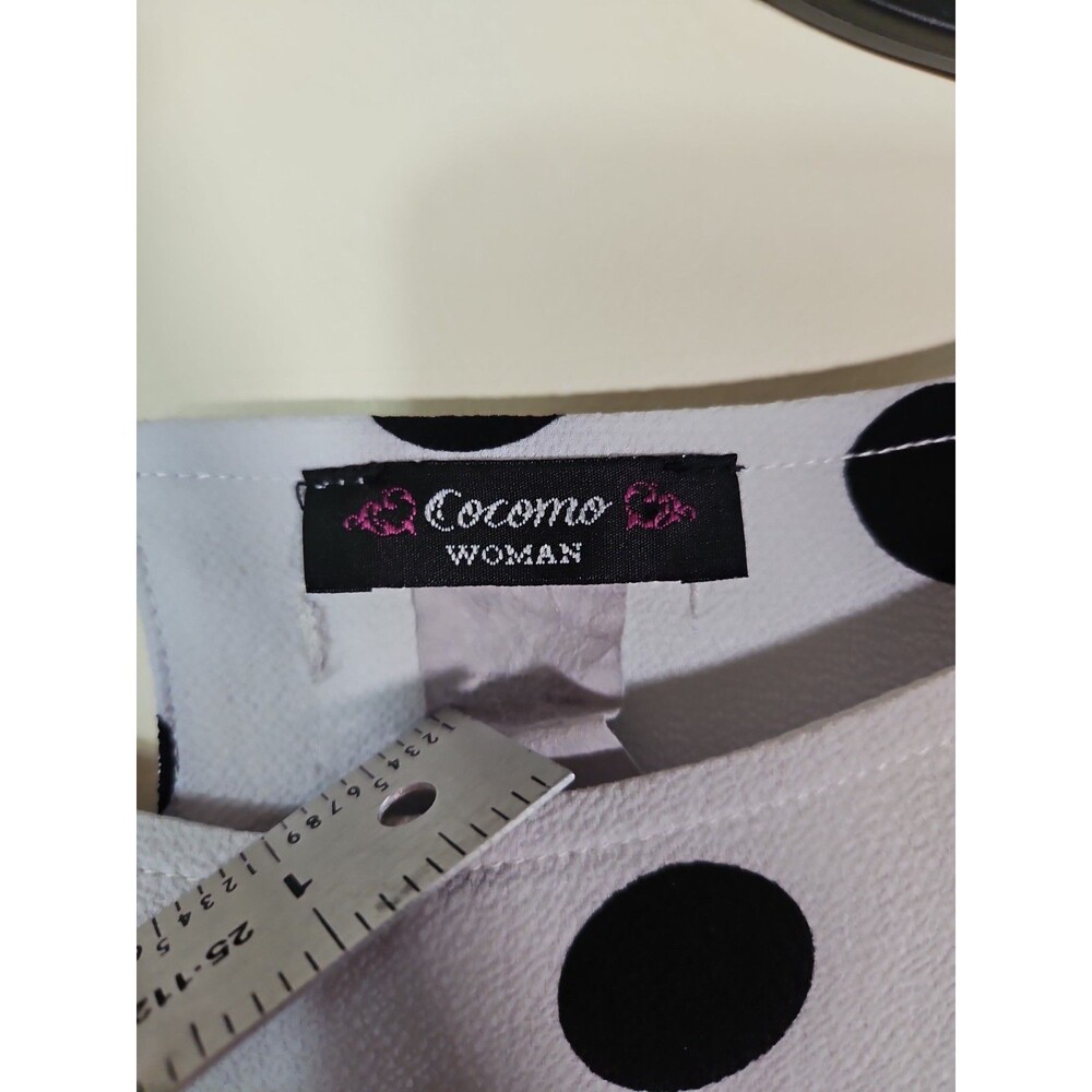 Cocomo Women Plus Size 2x Polka Dot Classy Black White Long Sleeve Dress Knee L - Picture 6 of 11